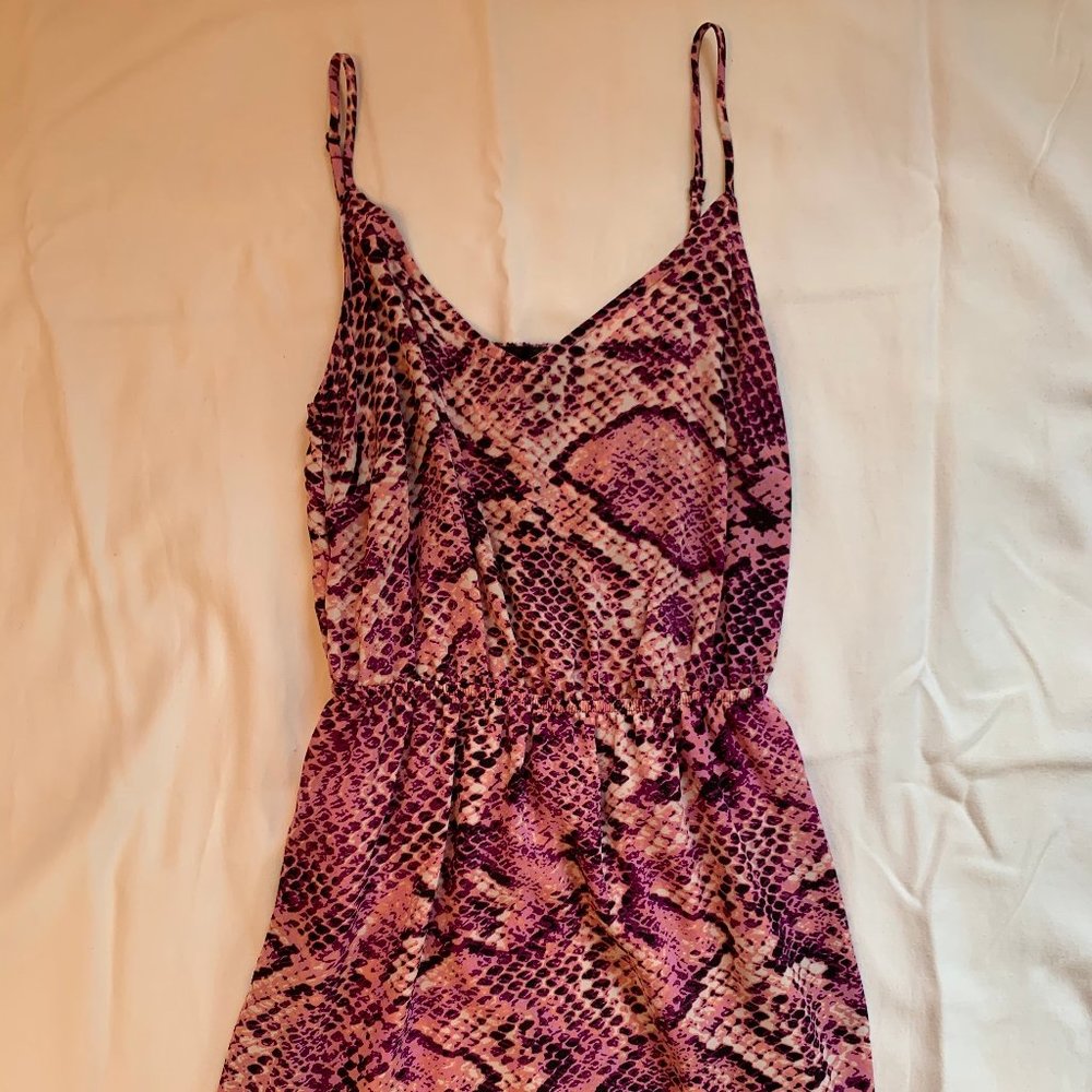 Aqua pink and purple snakeskin chiffon dress